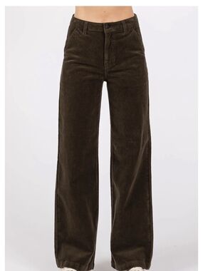 Women's Wide Leg Corduroy Pants in Olive Green